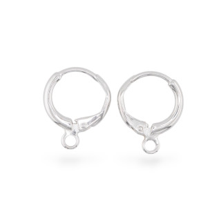 Base Per Orecchini Di Argento 925 Monachella Francese Tonda Chiusa 13,5mm 3 Paia Rodiato