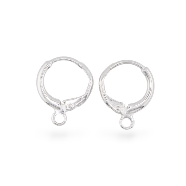 Base Per Orecchini Di Argento 925 Monachella Francese Tonda Chiusa 13,5mm 3 Paia Rodiato