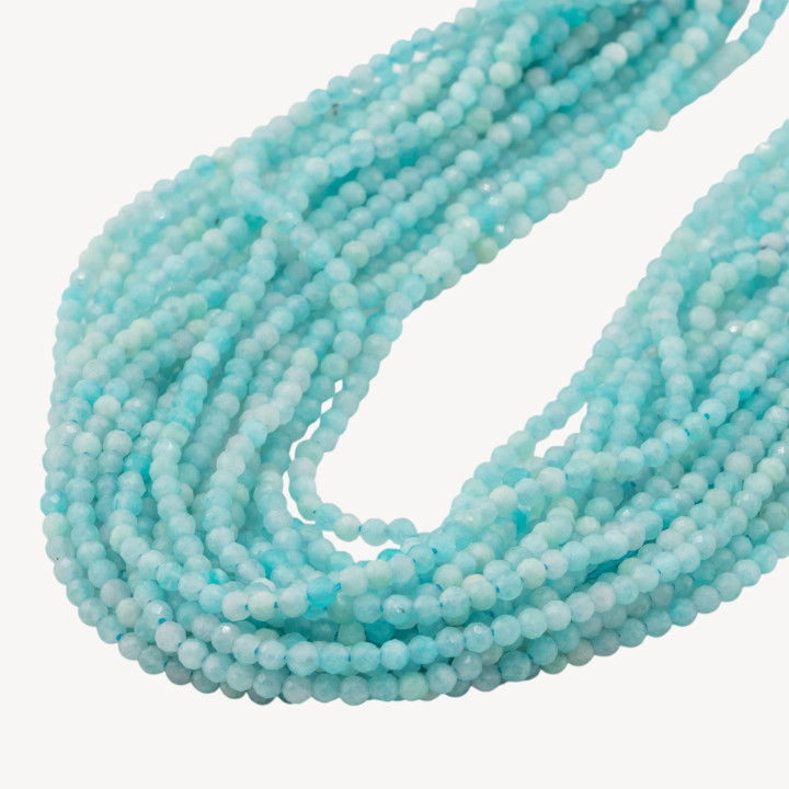 Amazzonite Perlina Tonda Sfaccettata Diamond Cut 3,0mm Prima Scelta