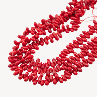 Corallo Bamboo Rosso Gocce Foro Laterale 10x5mm