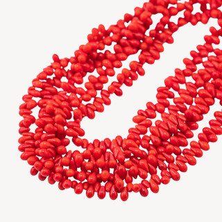 Corallo Bamboo Rosso Gocce Foro Laterale 7x4mm