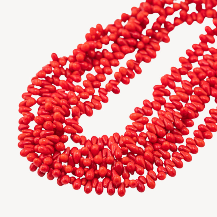 Corallo Bamboo Rosso Gocce Foro Laterale 7x4mm