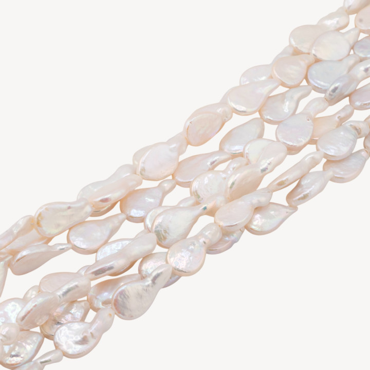 Perle Di Fiume Barocche Gocce Piatte (YGG) Bianco 20-25gr