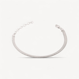 Bracciale Di Argento 925 Snake 4mm Rodiato 16+4cm 1pz