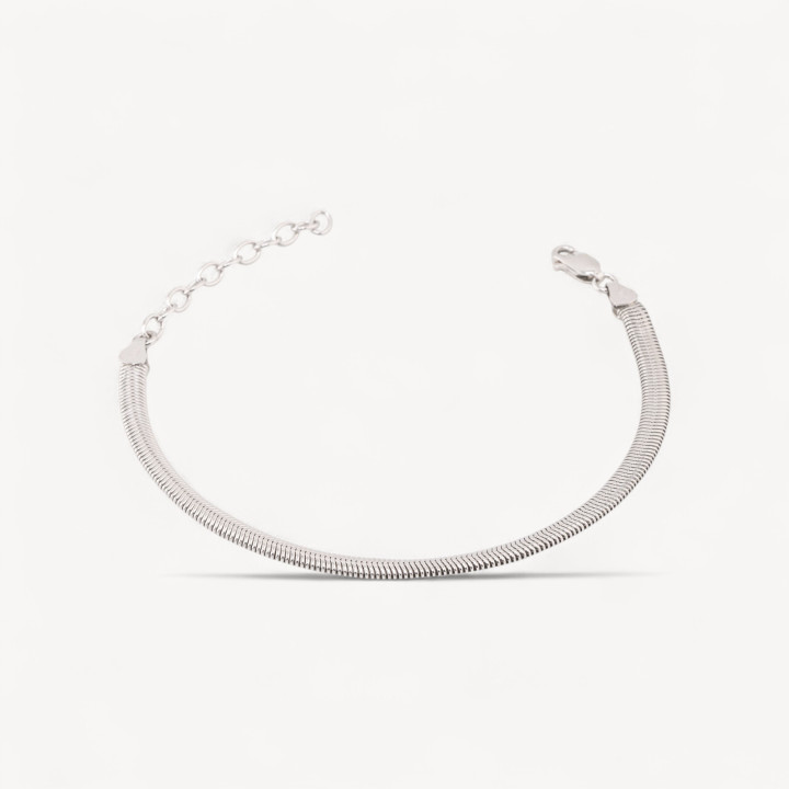 Bracciale Di Argento 925 Snake 4mm Rodiato 16+4cm 1pz