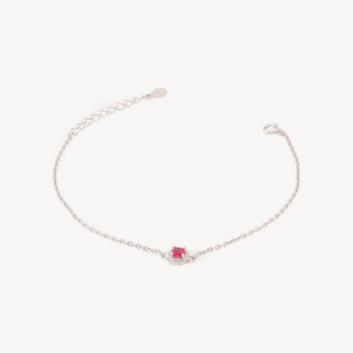 Bracciale In Argento 925 Con Centrale Tondo Di Zirconi 17,5+3cm Rodiato Ruby