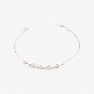 Bracciale In Argento 925 Con Zirconi 5 Zirconi Rombi MOD1567 Rodiato