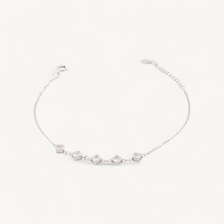 Bracciale In Argento 925 Con Zirconi 5 Zirconi Rombi MOD1567 Rodiato