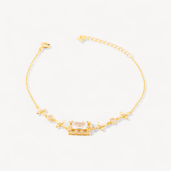 Bracciale In Argento 925 Con Zirconi Croci e Punto Luce Rettangolo MOD1547 Dorato