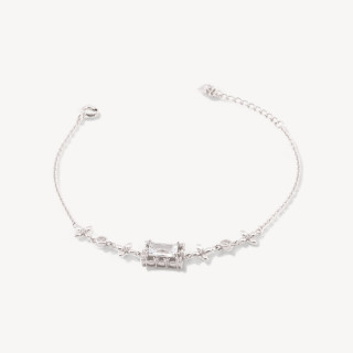 Bracciale In Argento 925 Con Zirconi Croci e Punto Luce Rettangolo MOD1547 Rodiato