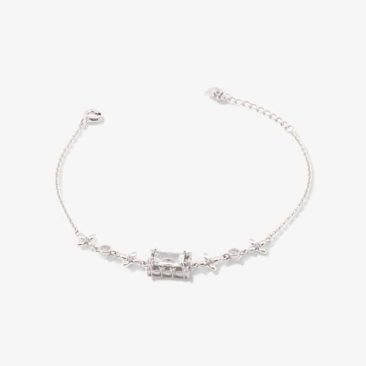 Bracciale In Argento 925 Con Zirconi Croci e Punto Luce Rettangolo MOD1547 Rodiato