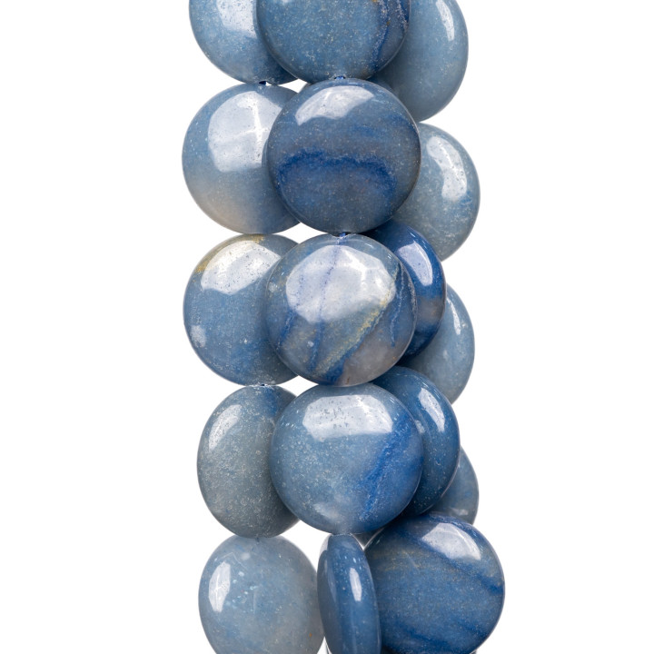 Aventurine Bleu Rond Plat Lisse 18mm