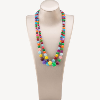 Collana Di Pietre Dure a Gradazione 6-14mm 2pz Giada Multicolor