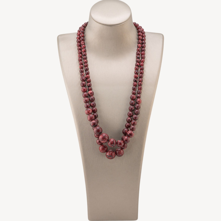 Collana Di Pietre Dure a Gradazione 6-14mm 2pz Giada Rossa