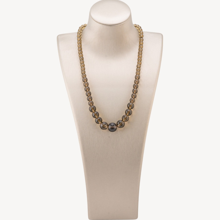 Collana Di Pietre Dure a Gradazione 6-14mm Cristallo Fume'