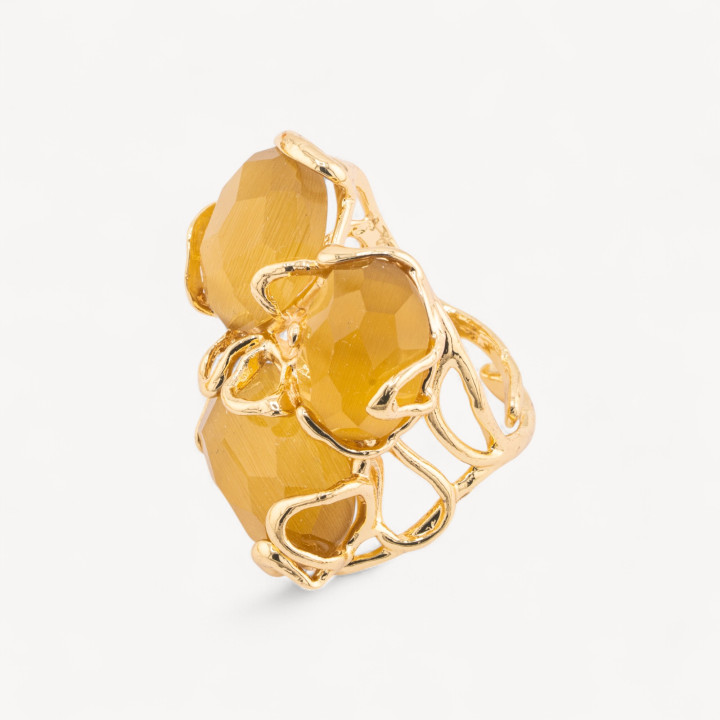 Anello Regolabile in Bronzo Dorato Collezione AURORA con Occhio Di Gatto   Marrone Chiaro MOD81 | Gioiello Artigianale Donna 32