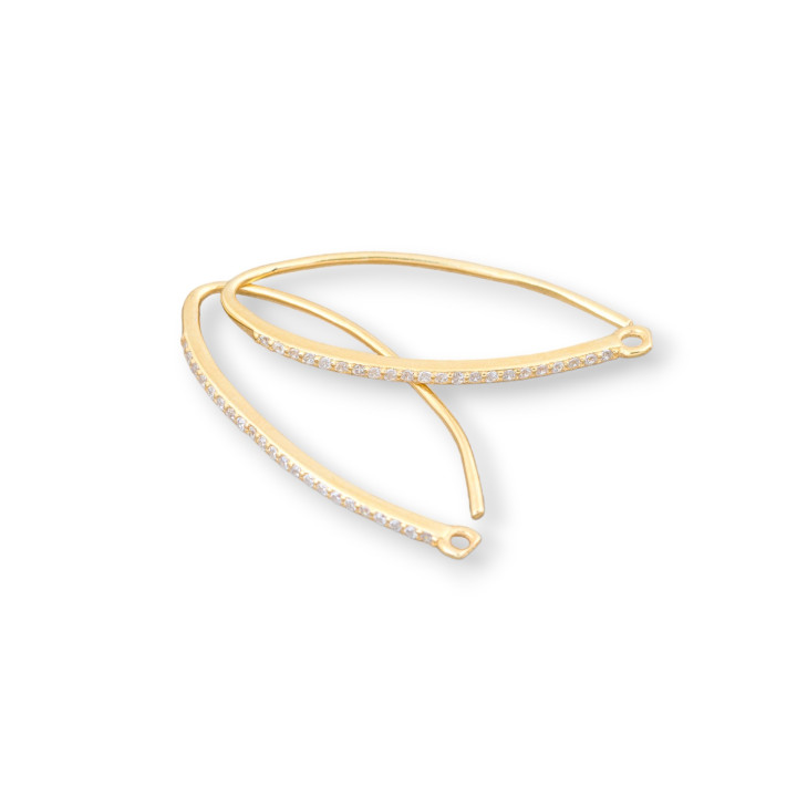 Base Per Orecchini Di Argento 925 Con Zirconi Monachella 1,5x29mm 3 Paia Dorato