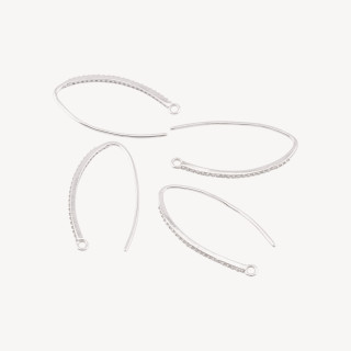 Base Per Orecchini Di Argento 925 Con Zirconi Monachella 1,5x29mm 3 Paia Rodiato