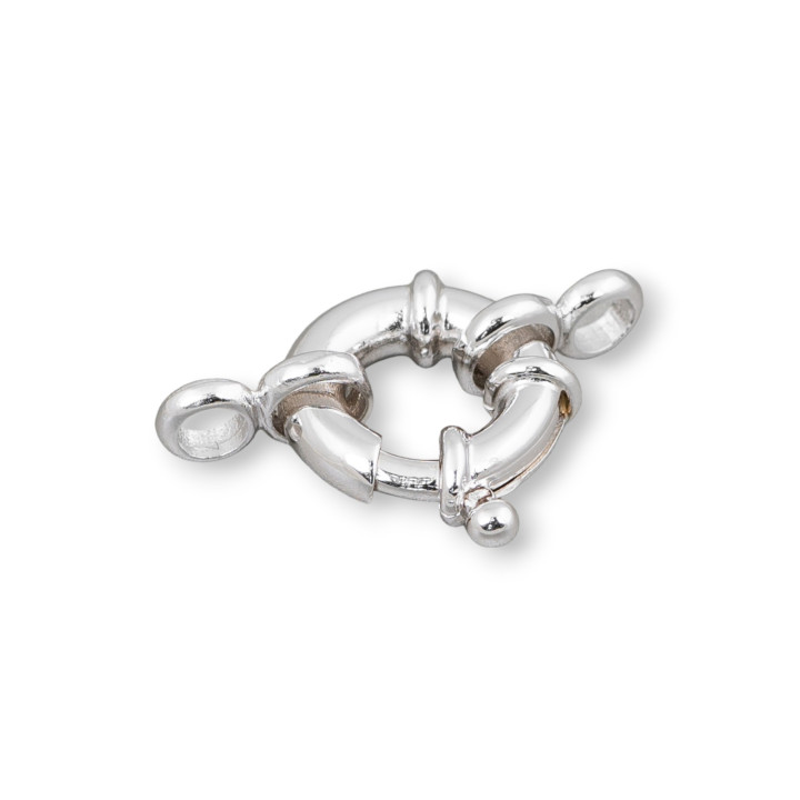 Chiusura Di Argento 925 Anello A Molla 12mm Con Ottino Canna 3mm Esterno 2pz Rodiato