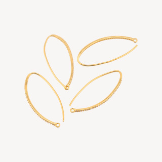 Base Per Orecchini Di Argento 925 Con Zirconi Monachella 1,5x36mm 3 Paia Dorato