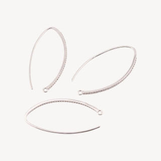 Base Per Orecchini Di Argento 925 Con Zirconi Monachella 1,5x36mm 3 Paia Rodiato