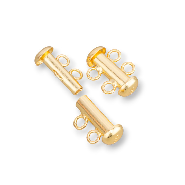 Chiusura Di Argento 925 A Baionetta Multifilo A 2 Fili 15mm 2pz Dorato