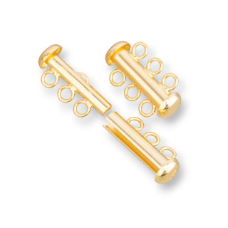 Chiusura Di Argento 925 A Baionetta Multifilo A 3 Fili 20mm 2pz Dorato