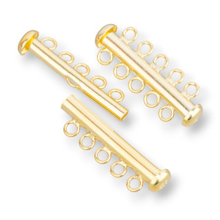 Chiusura Di Argento 925 A Baionetta Multifilo A 5 Fili 30mm 2pz Dorato