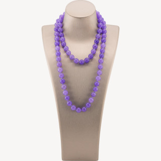 Collana Bijoux Charlestone Di Pietre Dure 10mm Annodate 90cm Giada Lavanda