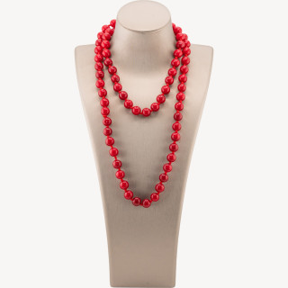 Collana Bijoux Charlestone Di Pietre Dure 10mm Annodate 90cm Giada Rossa