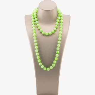 Collana Bijoux Charlestone Di Pietre Dure 10mm Annodate 90cm Giada Verde Lime