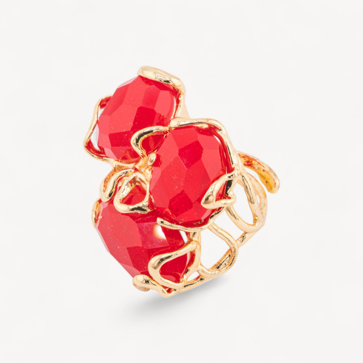 Anello Regolabile in Bronzo Dorato Collezione AURORA con Occhio Di Gatto   Rosso Pastello MOD60 | Gioiello Artigianale Donna 32