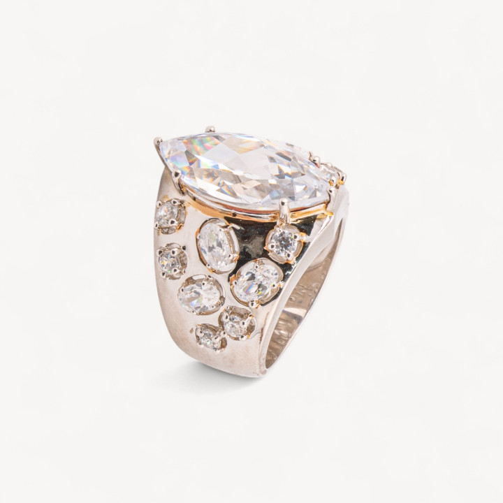 Anello Gioiello In Argento 925 Con Zirconi MOD.2742 9,4x12mm