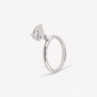 Anello Gioiello In Argento 925 Con Zirconi e Pendente Delfino MOD.2742 19,3mm