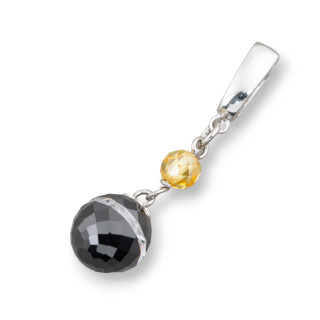 Ciondolo Pendente Di Argento 925 Con Zirconi 12x46mm