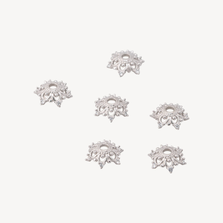 Componente Coppette In Argento 925 11mm 6pz Rodiato