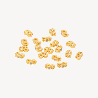 Componente Distanziatore Multifilo In Argento 925 Barretta A 2 Fili Con Zircone 7x2,5mm 20pz Dorato