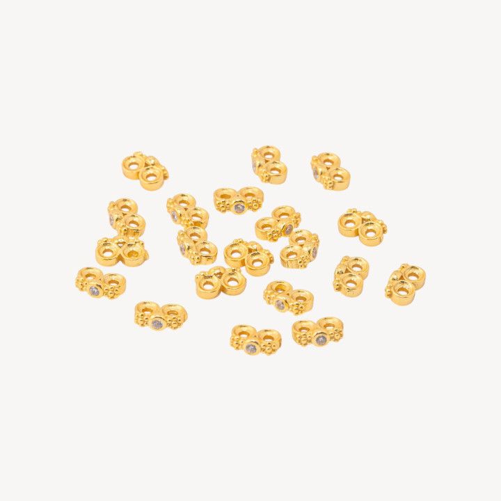 Componente Distanziatore Multifilo In Argento 925 Barretta A 2 Fili Con Zircone 7x2,5mm 20pz Dorato