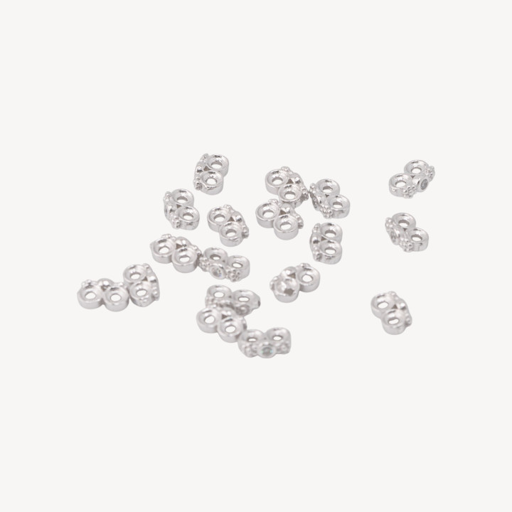 Componente Distanziatore Multifilo In Argento 925 Barretta A 2 Fili Con Zircone 7x2,5mm 20pz Rodiato