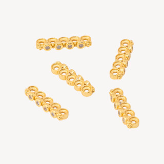 Componente Distanziatore Multifilo In Argento 925 Barretta A 5 Fili Con Zircone 16x2,5mm 10pz Dorato