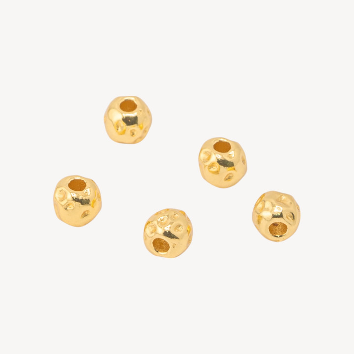 Componente Distanziatore Perline In Argento 925 Pepita 6mm 5pz Dorato
