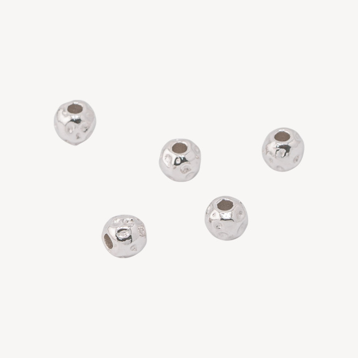Componente Distanziatore Perline In Argento 925 Pepita 6mm 5pz Rodiato