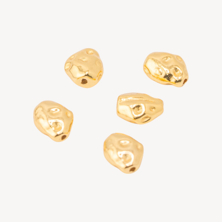 Componente Distanziatore Perline In Argento 925 Pepita 7x8,5mm 5pz Dorato