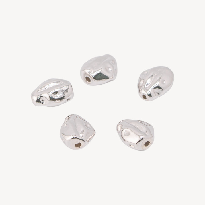 Componente Distanziatore Perline In Argento 925 Pepita 7x8,5mm 5pz Rodiato