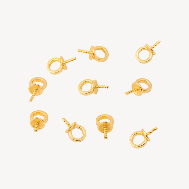 Gancio Pendente Finale In Argento 925 Anellino Da 5mm Coppetta Da 4mm Filo 0,8mm 10pz Circa Dorato