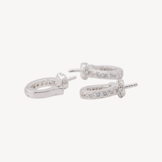 Gancio Pendente Finale In Argento 925 Apribile Con Zirconi 7,5x10mm 5pz Rodiato