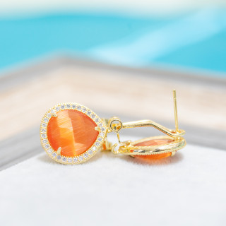 Base Pour Clous D'oreilles Fermés En Laiton Avec Cristaux Zircon Gouttes 5 Paires Doré Orange