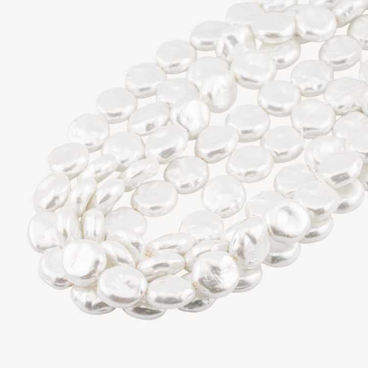 Perle di Maiorca Bianca Barocca Piatta 15mm