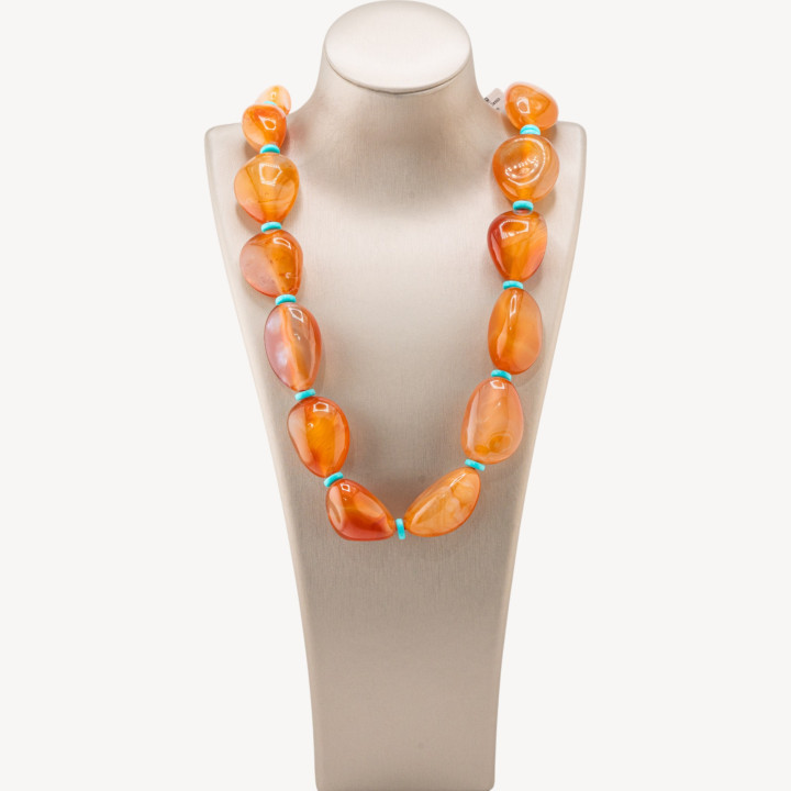 Collana Di Pietre Dure Sasso Burattato 22-28mm