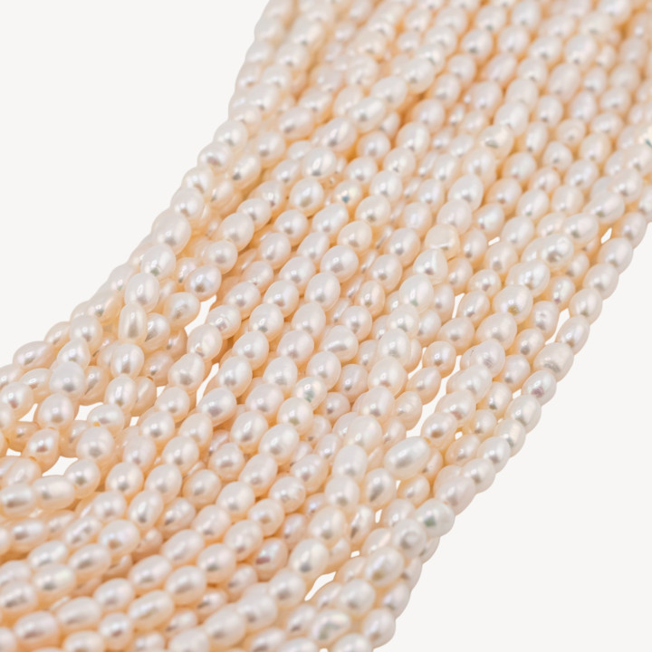 Perle Di Fiume Microperle Chicco Di Riso 3,0-3,5mm AAA Bianco